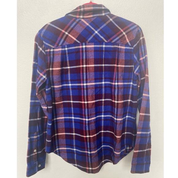 J. Crew Plaid Flannel Shirt Jacket Shacket Zip Cozy Fall Blue Red Women Sz XS - Picture 3 of 6